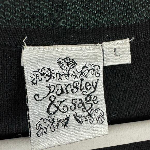 Parsley & Sage Black Green Tigh Knit Open Sweater Vest Cardigan Cotton Size L - Picture 5 of 5